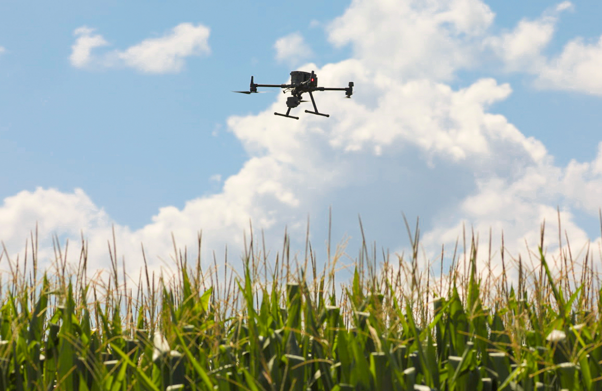 drone over field